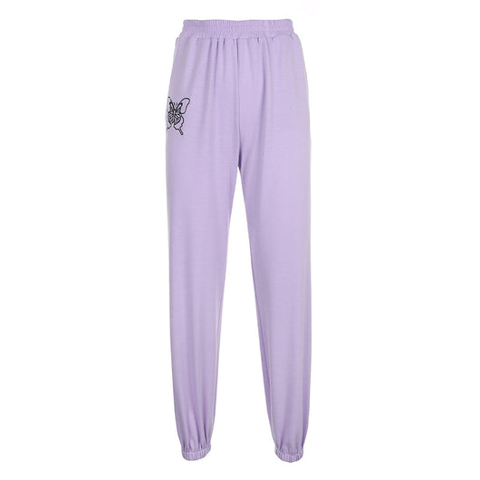 Pantalones de cintura alta con bordado de mariposas - Image 9
