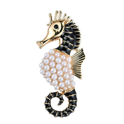 Broche de Caballito de Mar en Perla y Diamantes de Lujo - Image 9