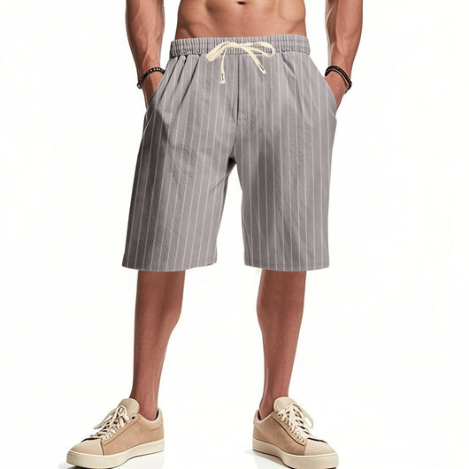 Shorts de Lino Holgados Transpirables Estilo Americano para Playa - Image 43