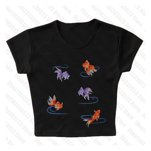 Chaleco Estampado Peces Dorados Cuello Cuadrado Ajustado Sexy - Image 16