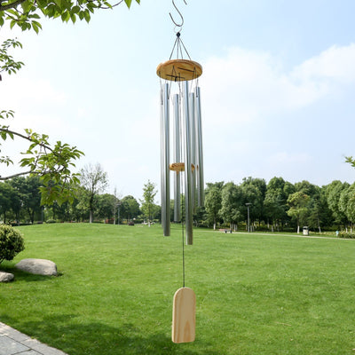 Carillón de Viento Decorativo de Madera Maciza con Tubos Metálicos
