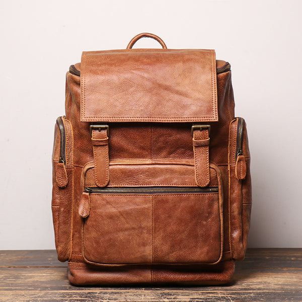 Mochila Retro de Cuero Genuino para Hombre