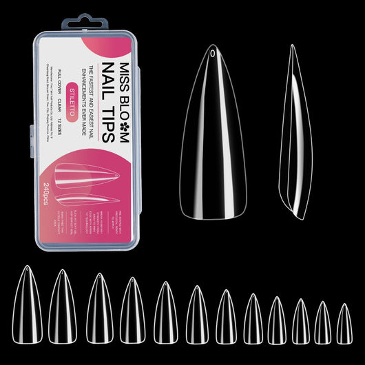 Uñas Postizas con Diseño de Gotas de Agua - Listas para Usar