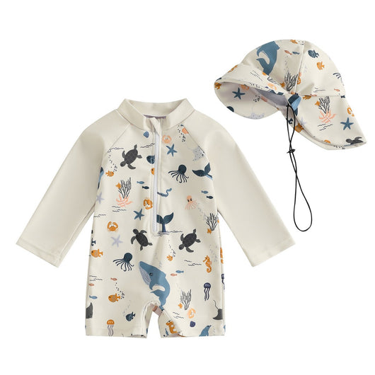 Traje de Baño Infantil con Capucha y Mangas Largas - Image 3