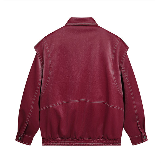 Chaqueta de Cuero PU con Costuras de Diseño y Solapa - Image 19