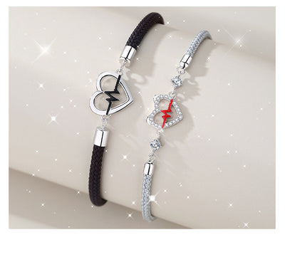 Pulsera de Plata S925 con Diseño de Latido Cardíaco para Parejas - Image 8