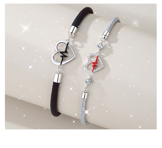 Pulsera de Plata S925 con Diseño de Latido Cardíaco para Parejas - Image 8