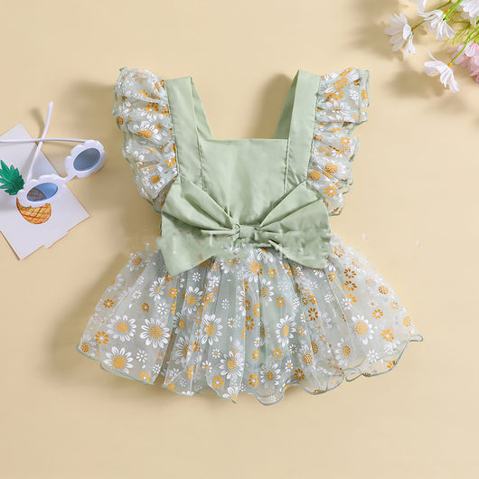 Vestido Floral Niña Verano con Mangas Volantes en Malla - Image 12