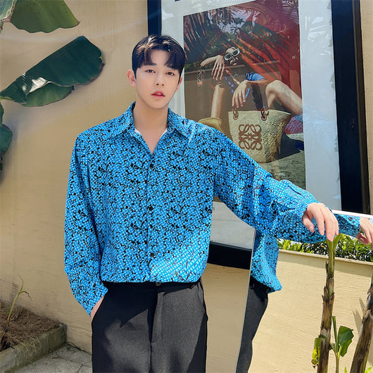 Camisa Casual de Manga Larga con Estampado Degradado Vibrante para Hombre - Image 9