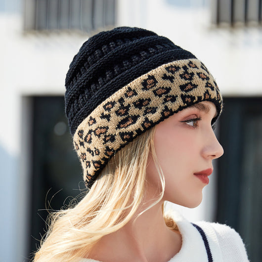 Gorro Tejido para Mujer Estampado Leopardo - Abrigo Cálido para Invierno - Image 18