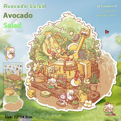 Diy Notebook Decompression Stacking Miniature Sticker set featuring a cute cartoon hot pot shop scene with animal characters. - Image 11