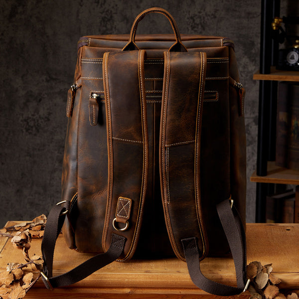 Mochila de Cuero Vintage para Hombre - Bolso de Viaje y Trabajo
