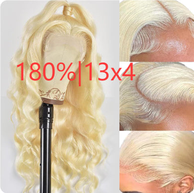 Peluca Sintética Ondas Grandes Encaje Frontal Tejido a Mano Cabello Largo Dorado - Image 9