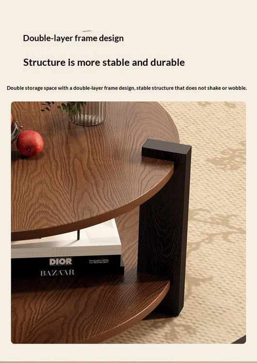Mesa de Centro Circular en Nogal Negro - Diseño Clásico Madera Maciza - Image 10
