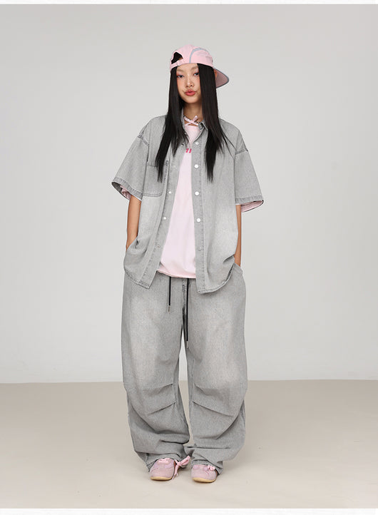 Conjunto Hip Hop Urbano: Camisa y Pantalón Denim Estilo Callejero - Image 24