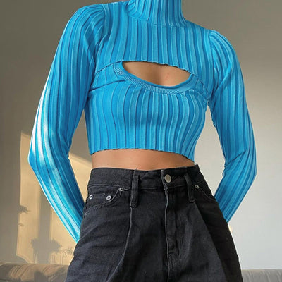 Conjunto de Dos Piezas: Chaleco Hueco y Blusa de Cuello Alto en Lana - Image 13