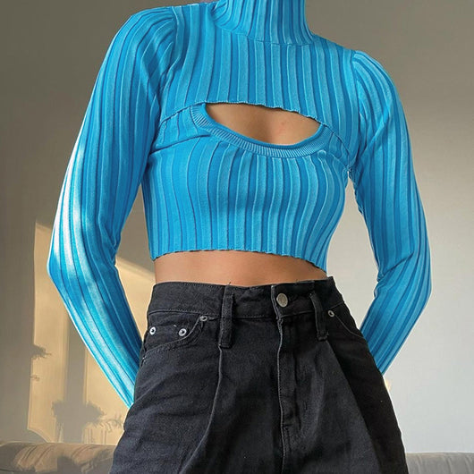 Conjunto de Dos Piezas: Chaleco Hueco y Blusa de Cuello Alto en Lana - Image 13