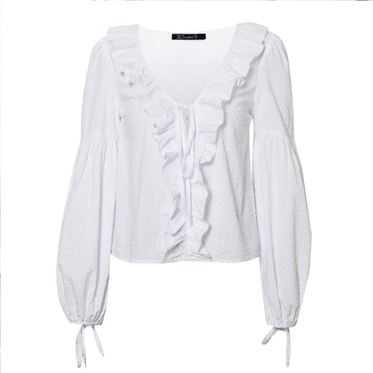 Blusa Suelta con Volantes y Manga Larga Versátil - Image 7