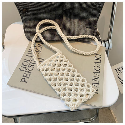 Bolsa Mensajera Tejida de Colores Lisos - Estilo Casual Multiusos - Image 12
