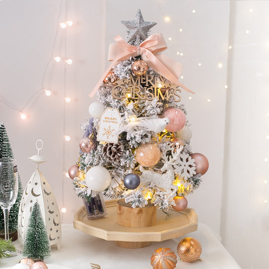 Árbol de Navidad Luminoso con Efecto Nieve - Set de Escritorio Pequeño