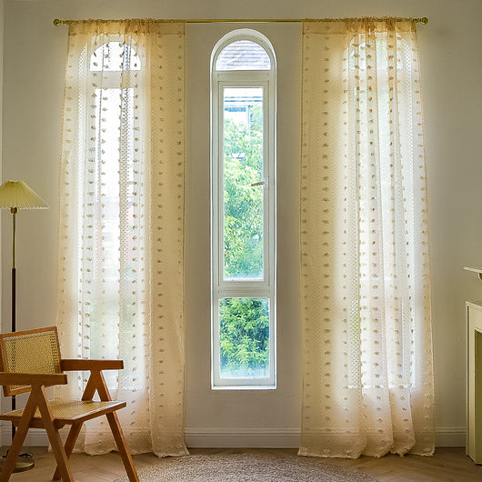 Cortinas Bohemias Texturizadas con Bordado Floral - Image 40