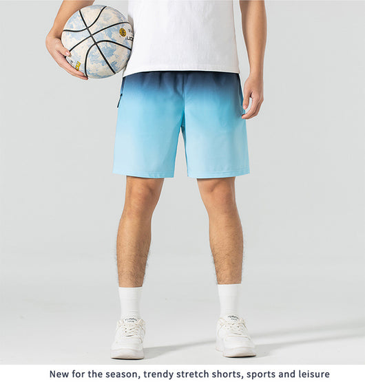 Pantalones Cortos Deportivos Ice Silk Degradado para Hombre - Ideales para Playa y Verano - Image 18