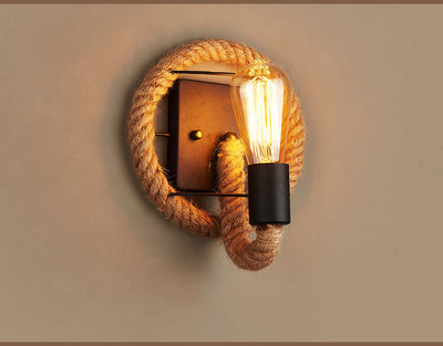 Lámpara de Pared Industrial Retro con Cuerda de Cáñamo - Image 10