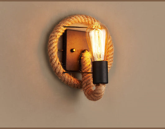 Lámpara de Pared Industrial Retro con Cuerda de Cáñamo - Image 10