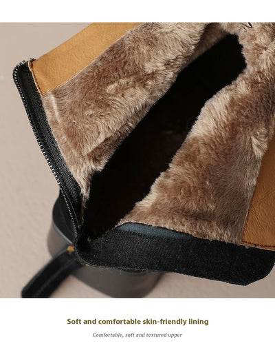Botas Retro Francesas de Tacón Grueso y Punta Cuadrada para Mujer - Image 17
