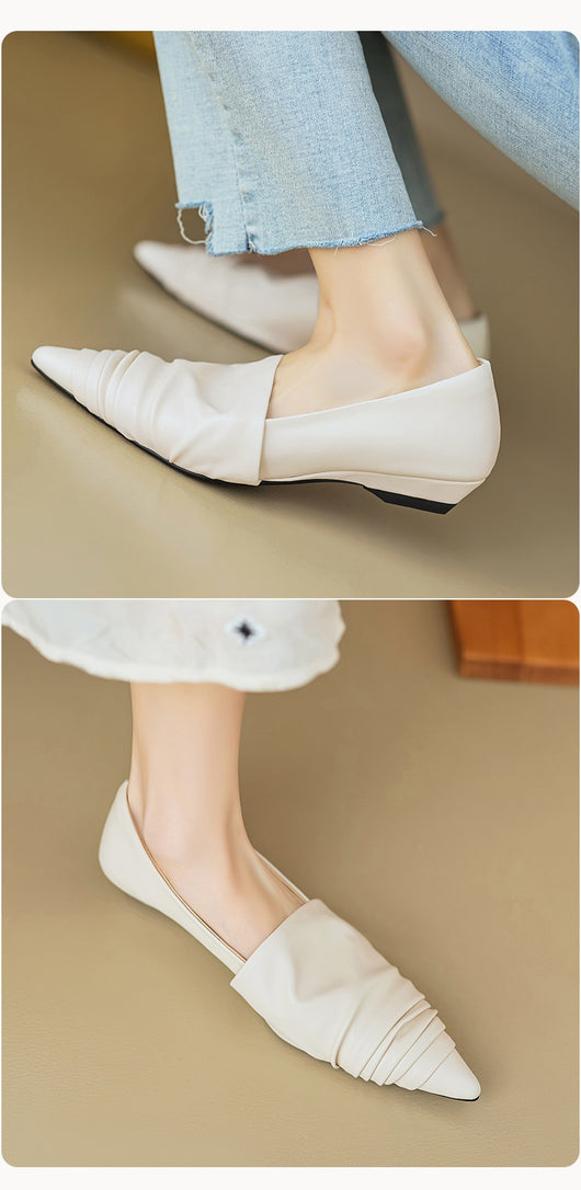 Zapatos Planos de Punta Fina en Negro y Crema - Image 10