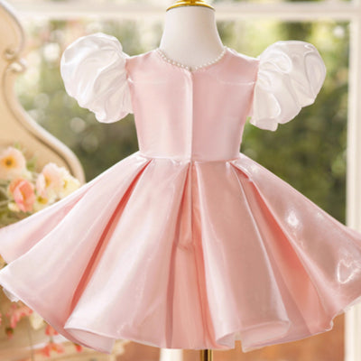 Vestido Infantil Princesa con Mangas Abullonadas y Combinación de Colores - Image 5