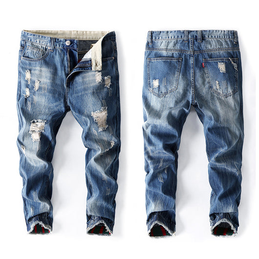 Pantalones Vaqueros Holgados Talla Grande para Hombre con Rotos en los Tobillos - Image 5
