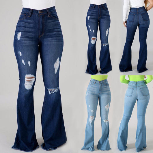 Jeans Ajustados Rotos para Mujer con Realce de Glúteos