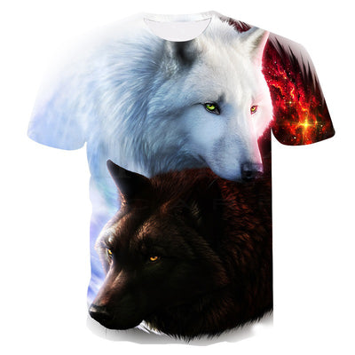 Playera Pareja Lobos 3D - Blanco y Negro Manga Corta - Image 7