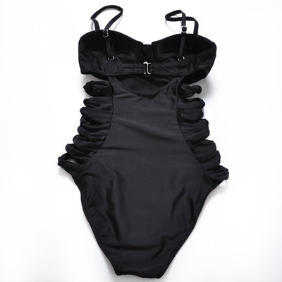 Traje de Baño Negro Fruncido con Aro Reafirmante - Image 7