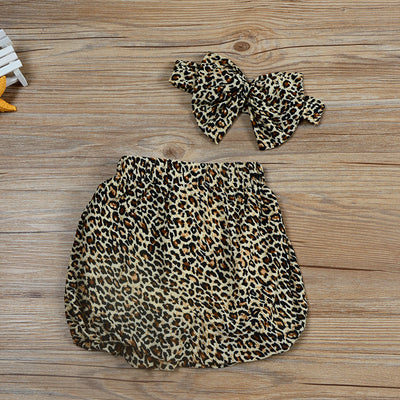 Conjunto de 3 Piezas Infantil Otoño: Blusa Denim, Falda Leopardo y Diadema - Image 20
