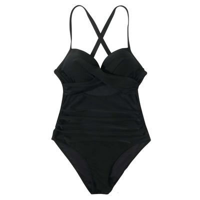 Traje de Baño de Talla Grande para Mujer con Hombros Descubiertos y Estampado Multicolor - Image 2
