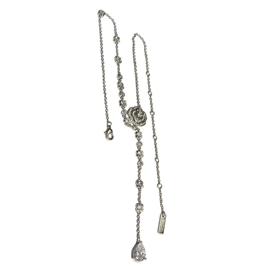 Collar Plata con Flor de Camelia y Circonita Incrustada - Colgante Gota Delicado - Image 2