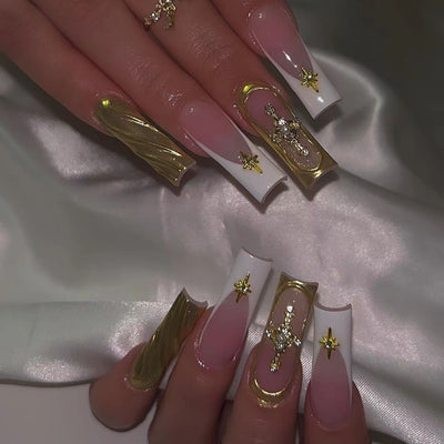 Uñas Postizas 3D con Relieve de Cristales - Diseño Sofisticado - Image 12