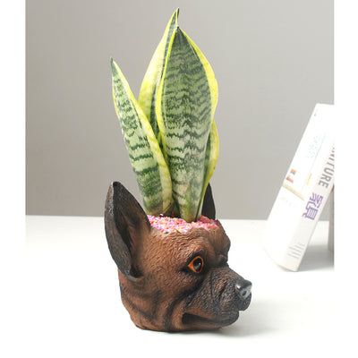 Maceta Personalizada de Resina con Flores y Figura de Perro - Image 5
