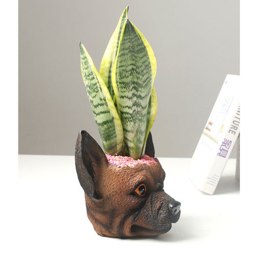 Maceta Personalizada de Resina con Flores y Figura de Perro - Image 5
