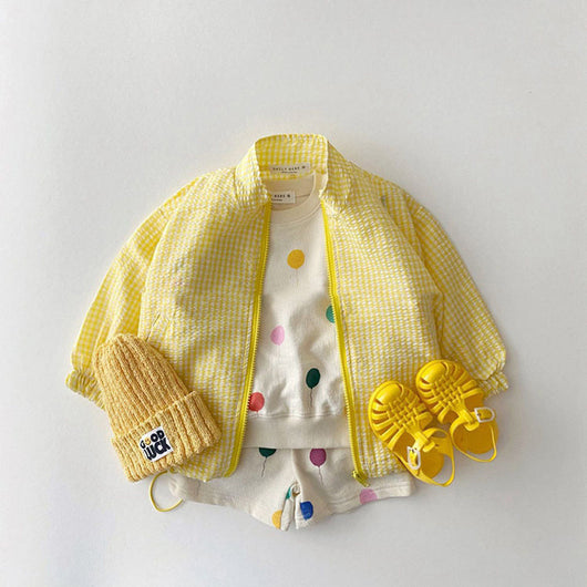 Chaqueta Ligera de Protección Solar con Cuadros para Niños - Image 8