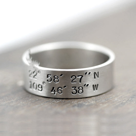 Anillo de Coordenadas en Plata 925 Hecho a Mano para Parejas - Image 7