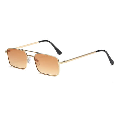 Black rectangular sunglasses with a double beam and dark gray lenses, angled on a white background. - Image 9
