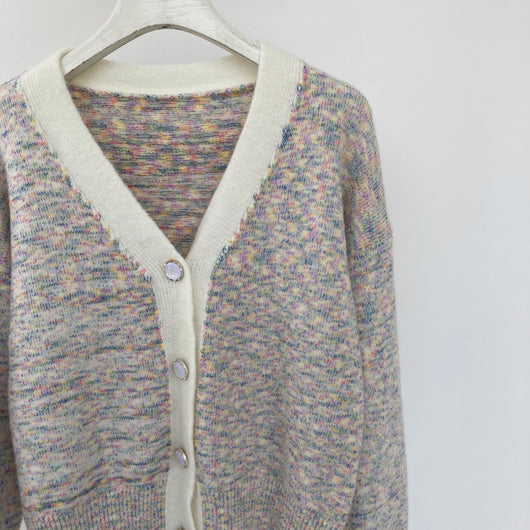 Suéter Cardigan Largo Cuello V Mezcla de Colores Elegante - Image 4