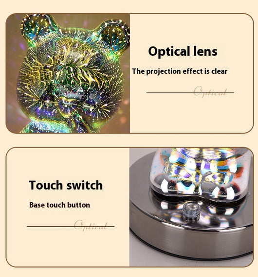 Lámpara LED 3D Fuegos Artificiales Multicolor con Osito USB para Mesita de Noche - Image 20
