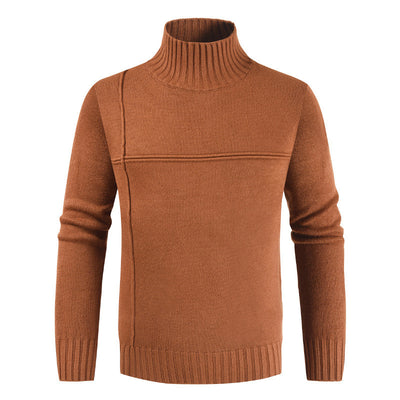 Suéter Coreano Cuello Alto con Costuras de Rayas Cruzadas para Hombre - Image 5