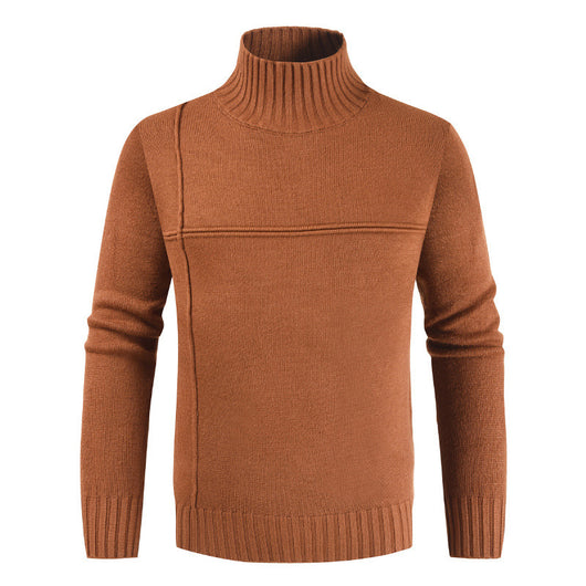 Suéter Coreano Cuello Alto con Costuras de Rayas Cruzadas para Hombre - Image 5