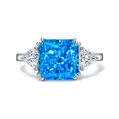 Anillo Flor de Hielo con Aguamarina y Carbono Alto - Image 5