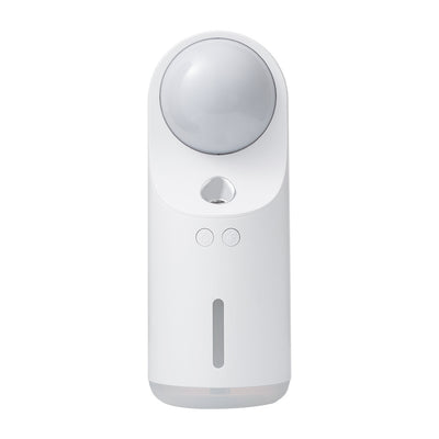 White and dark gray mini wireless ultrasonic humidifier and essential oil diffuser with an illuminated LED night lamp. - Image 5